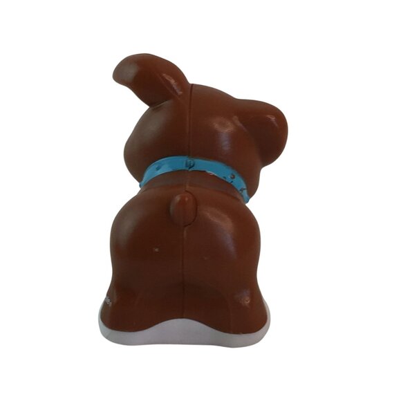 Fisher Price Little People Brown Puppy Dog Figure Orange Bed Food Bowl Accessory - Picture 5 of 8